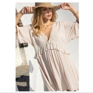 *New Bohemian Ruffle Detail Tie Back Everyday Chic Dress
